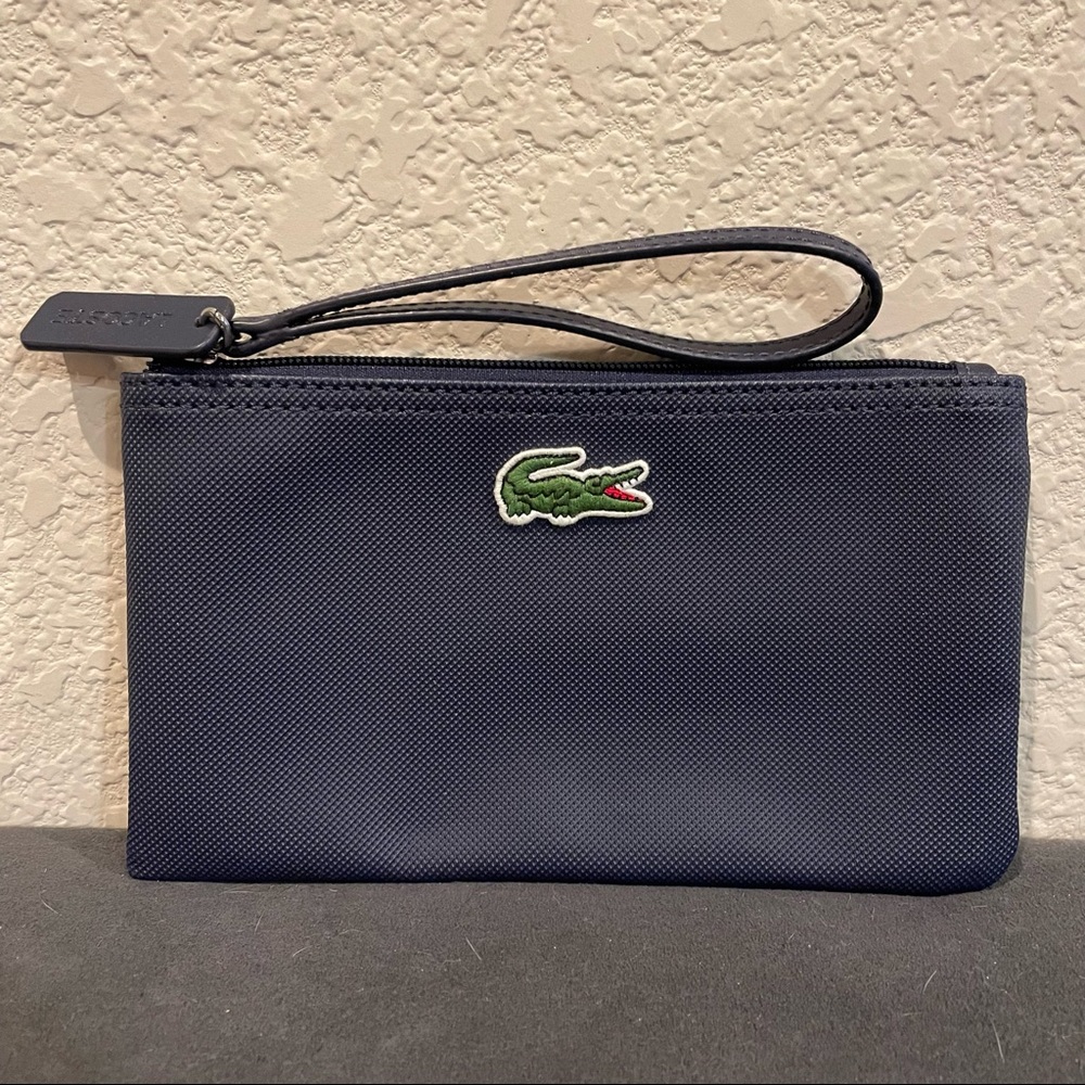 Navy Lacoste wristlet